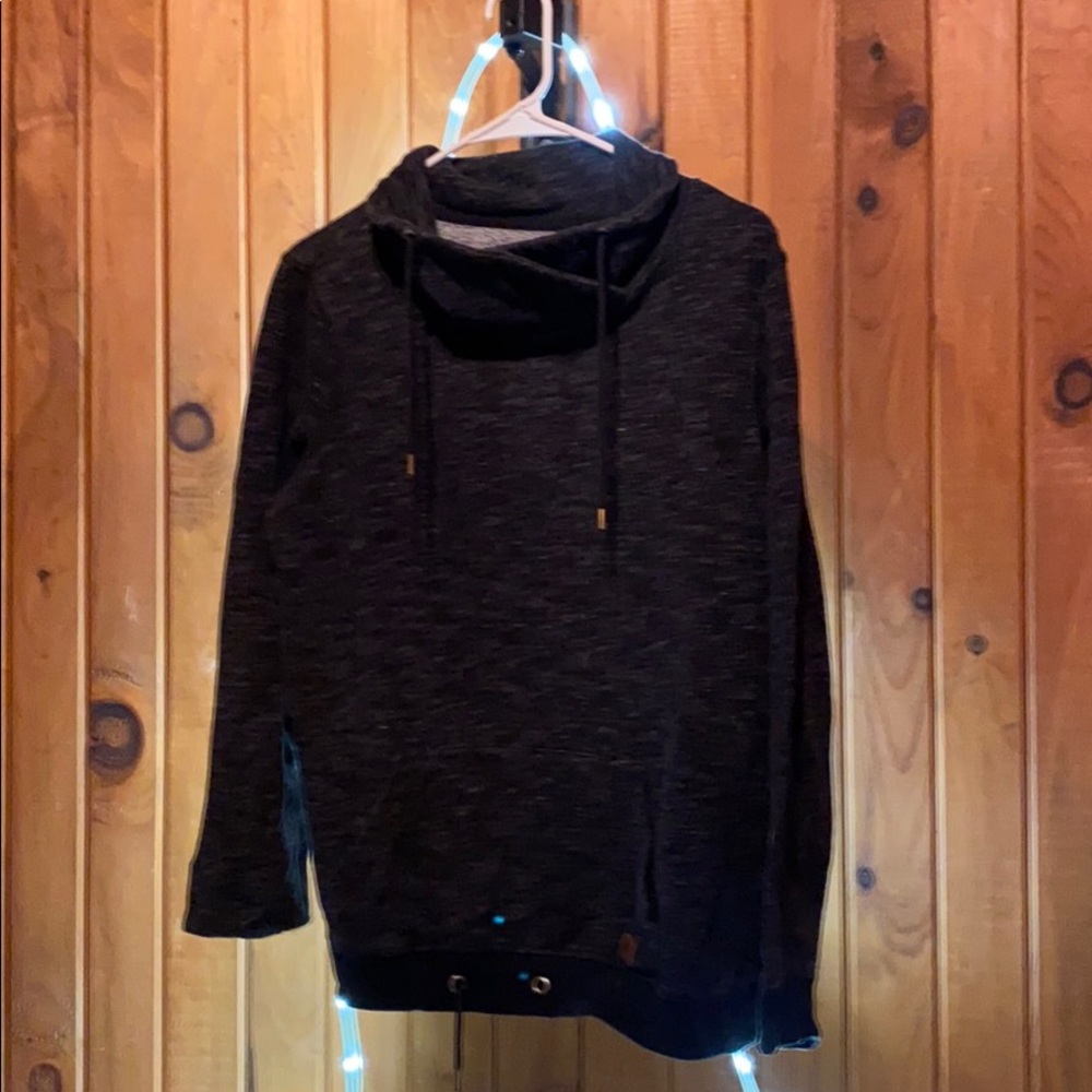 roxy dark gray turtle neck hoodie